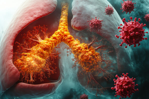 Small Cell Lung Cancer Metastasis in Bronchi Illustrating Malignant Tumor Growth in Lungs